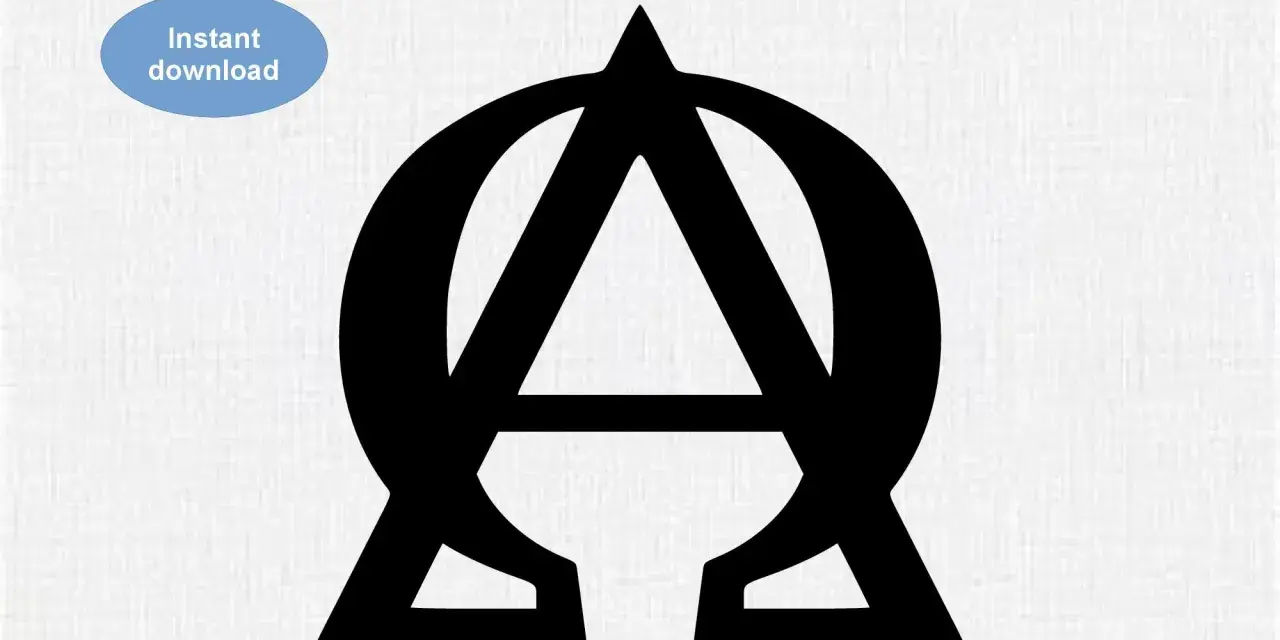 Schwarzes Symbol, das Alpha und Omega vereint, steht für Anfang und Ende. Sofortiger Download verfügbar.