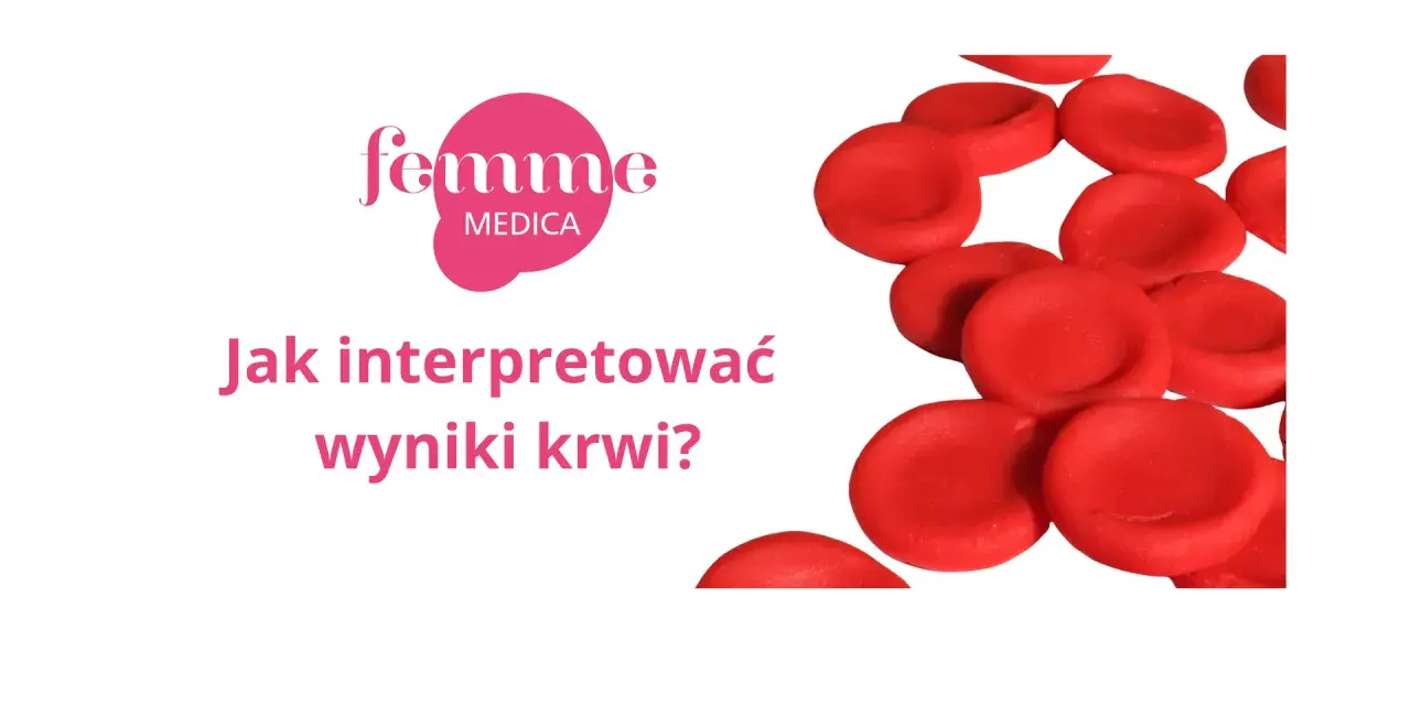 Czerwone krwinki i logo Femme Medica.
