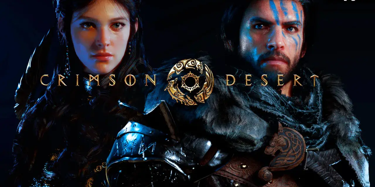 Crimson Desert: la fecha de lanzamiento del juego se acerca. Dos guerreros, un hombre con pintura de guerra azul y una mujer con armadura, miran fijamente.