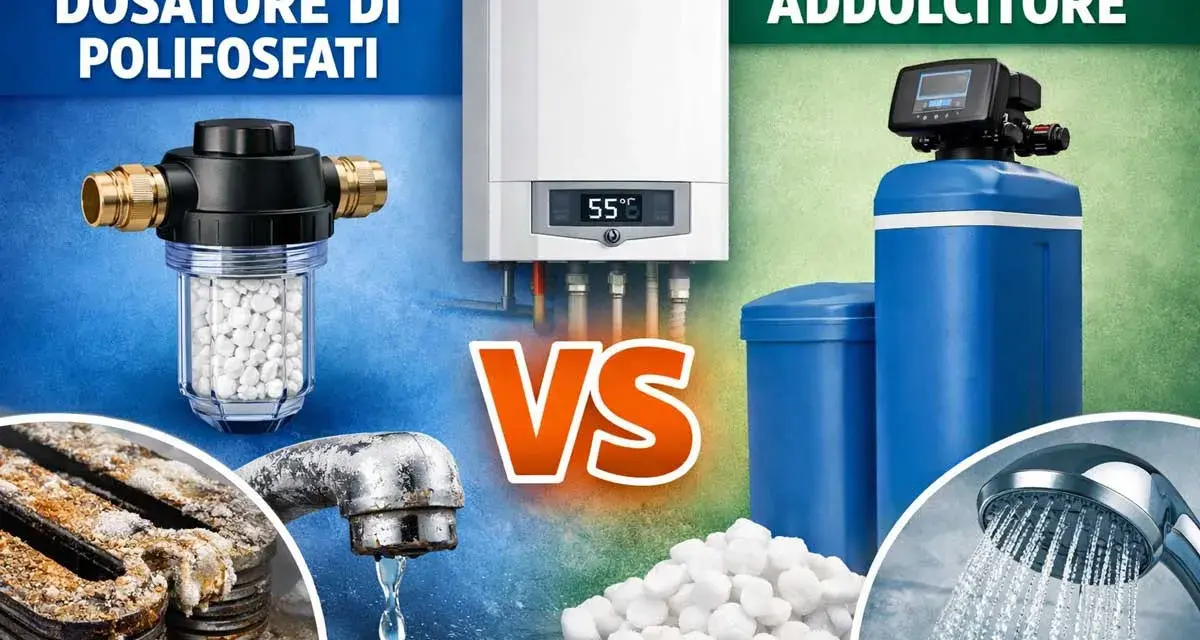 Dosatore polifosfati vs addolcitore: scopri quanto dura una cartuccia di polifosfati e come prevenire il calcare.