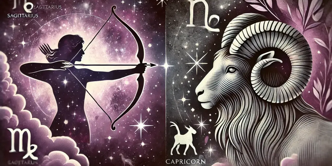 Dwa znaki zodiaku: Strzelec z łukiem i Koziorożec. 21 grudnia to czas przejścia, symbolizujący te dwa znaki.