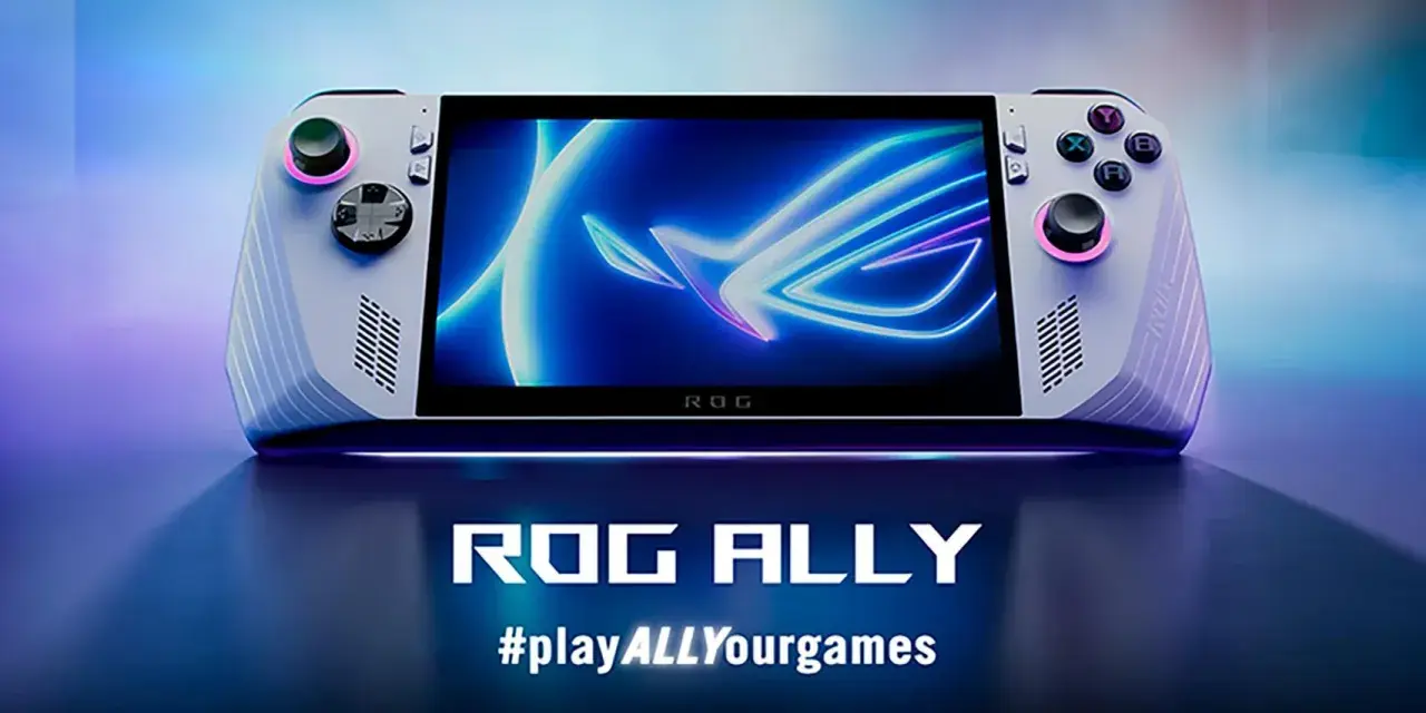 Consola portátil ROG Ally, la consola portátil más potente, con pantalla brillante y controles ergonómicos.