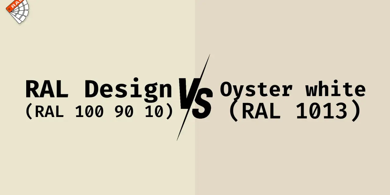 Porównanie kolorów: RAL Design (RAL 100 90 10) kontra Oyster white (RAL 1013).