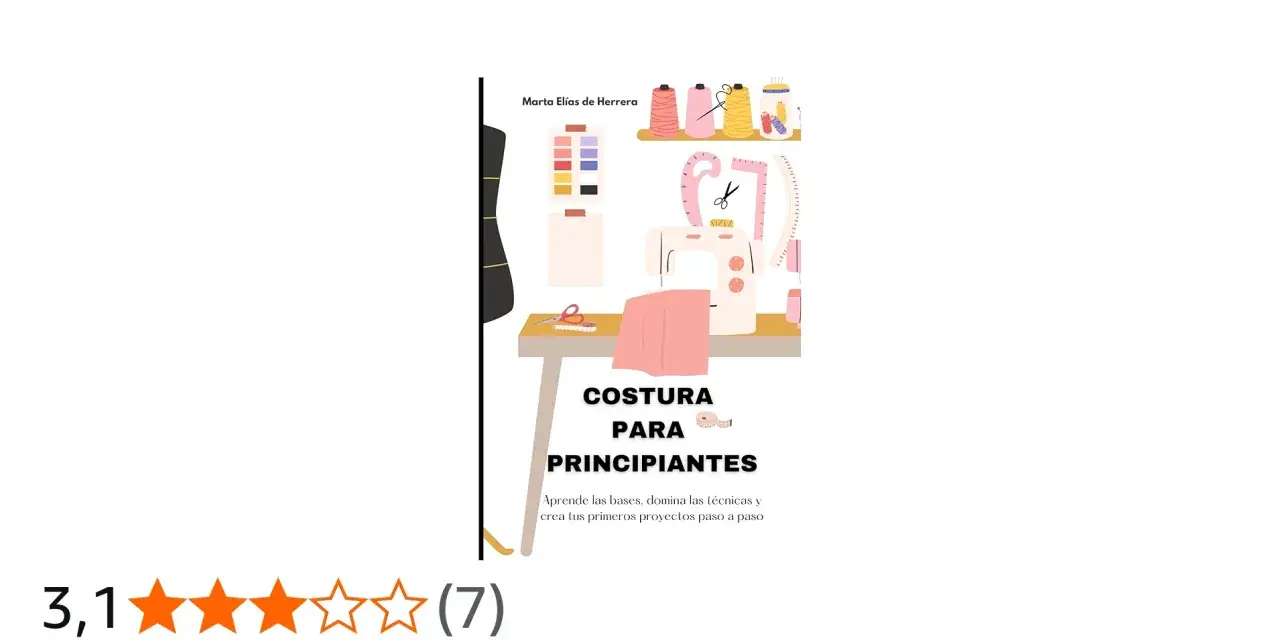 Máquina de coser, hilos, tijeras y patrones para aprender a coser con aguja. Ideal para principiantes.