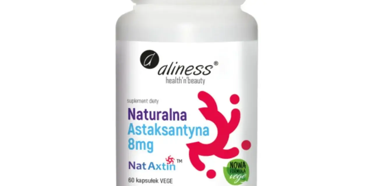 Suplement diety Aliness Naturalna Astaksantyna 8mg, 60 kapsułek VEGE. Dowiedz się, astaksantyna co to za silny antyoksydant.