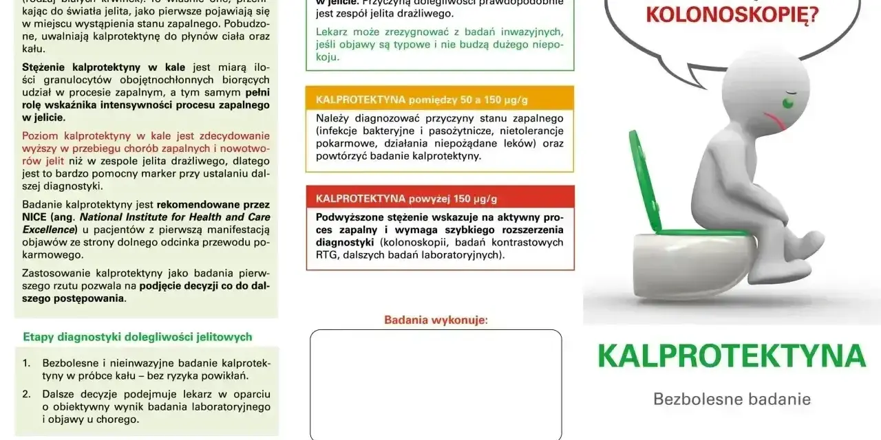 Badanie kalprotektyna w kale nfz: bezbolesne, nieinwazyjne, pomaga w diagnostyce chorób jelit, unikając kolonoskopii.