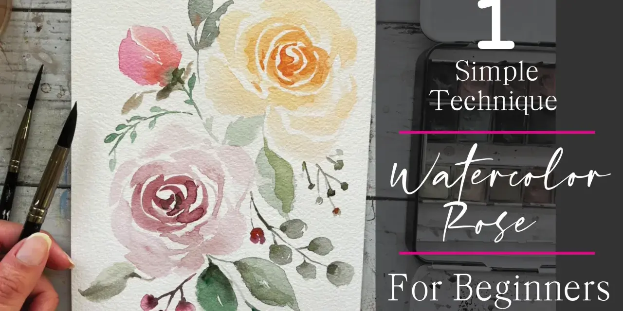 Une peinture facile de roses à l'aquarelle, parfaite pour les débutants.