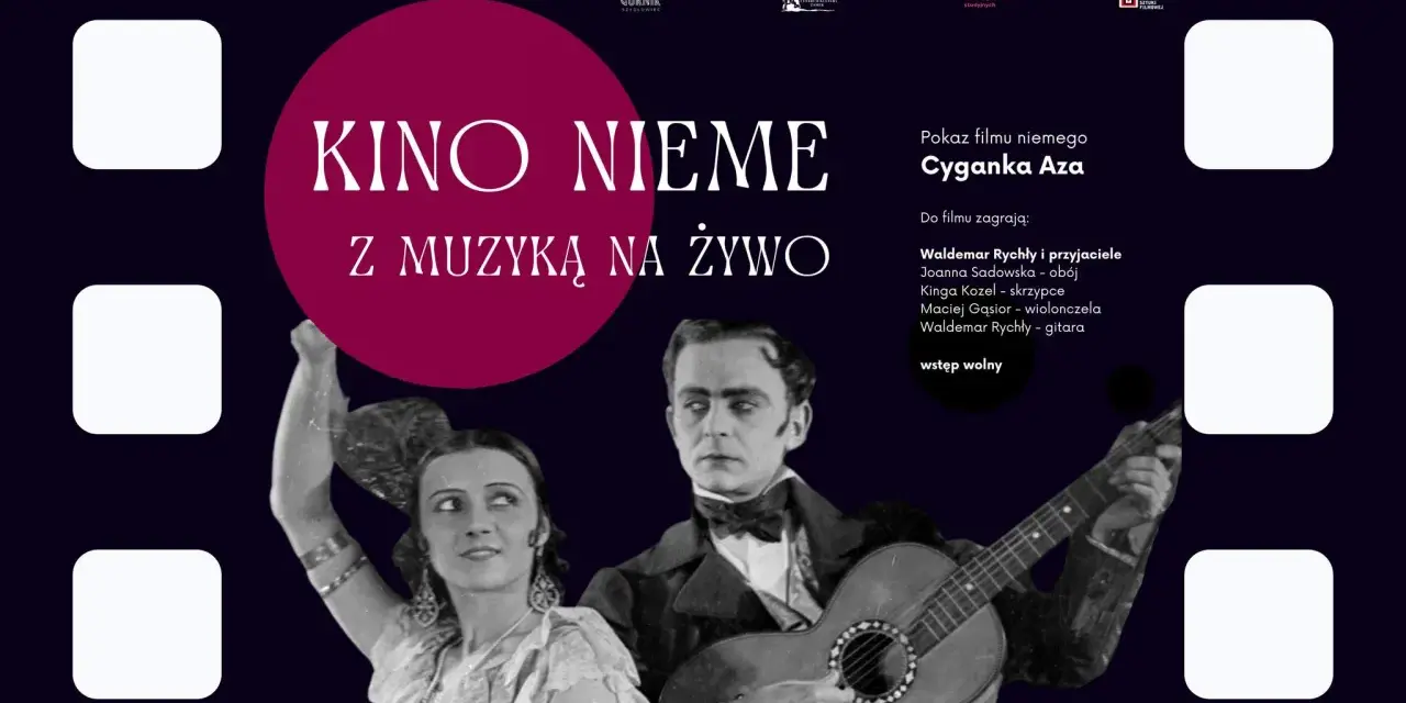 Objazdowe nieme kino "Cyganka Aza" z muzyką na żywo. Waldemar Rychły i przyjaciele akompaniują filmowi.