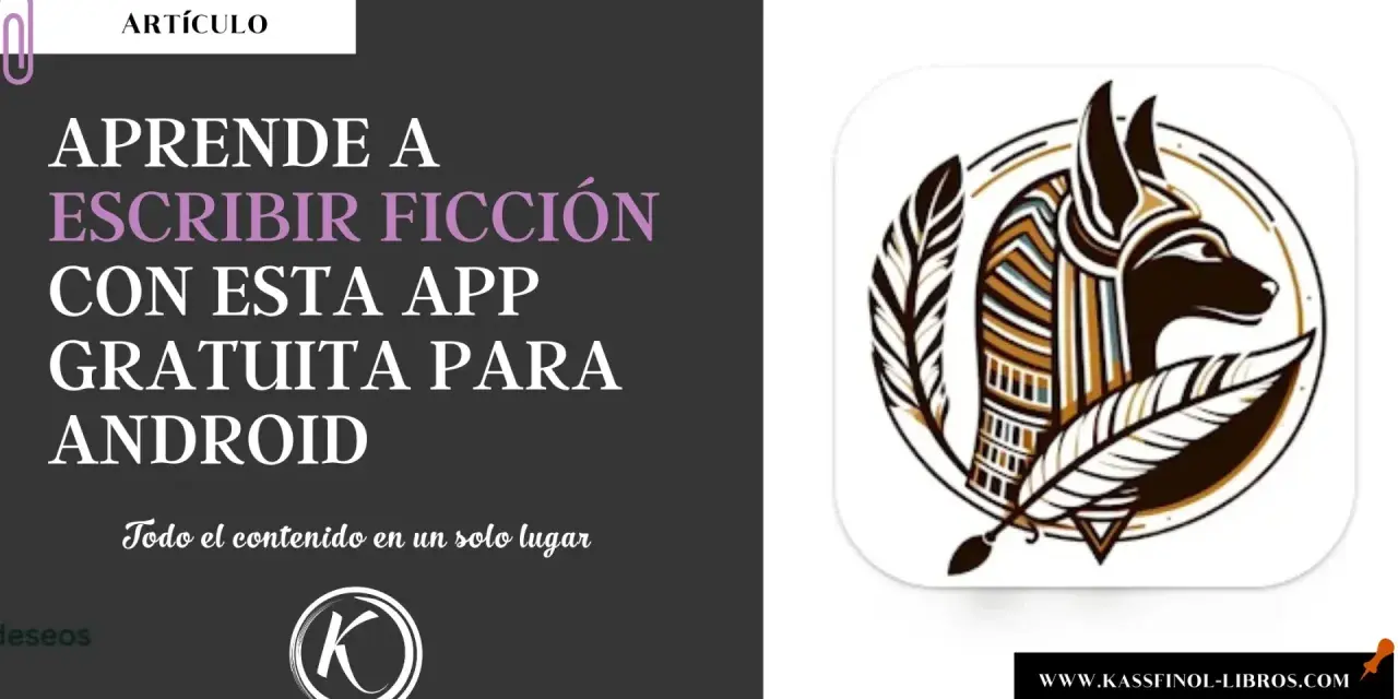 Aprende a escribir ficción con esta app gratuita para Android. El logo de la app muestra un diseño inspirado en el antiguo Egipto con plumas.