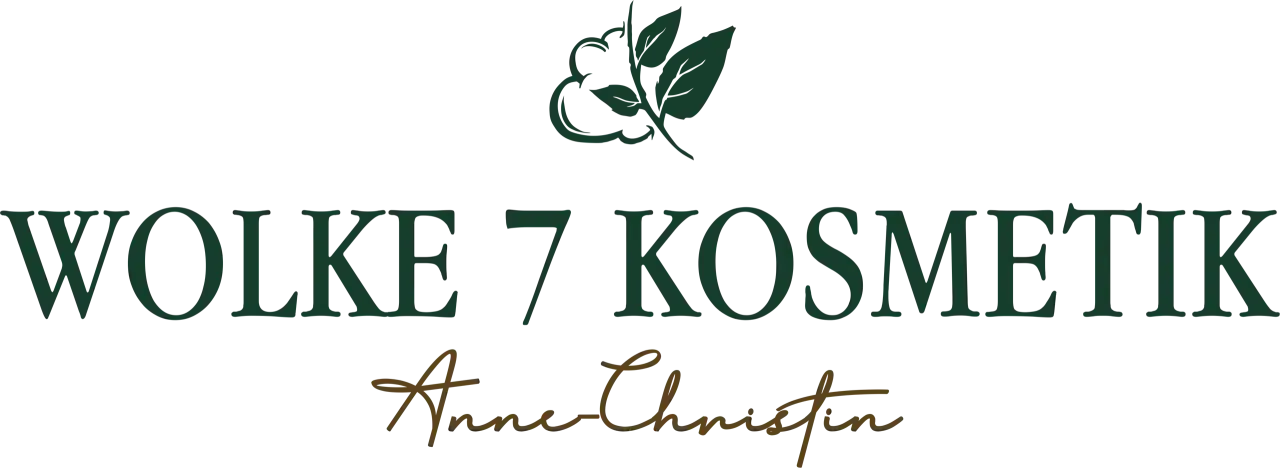 Logo von Wolke 7 Kosmetik mit Blatt-Symbol und Namen Anne-Christin.