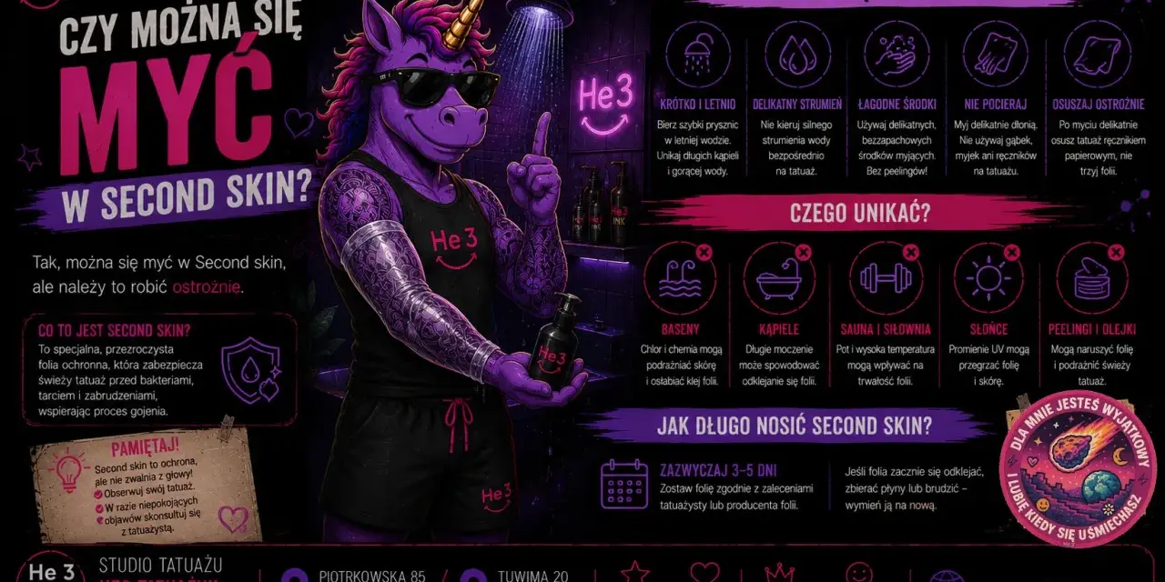 Folię Second Skin można myć, ale ostrożnie. Unikaj długich kąpieli i gorącej wody, by nie odkleić folii.