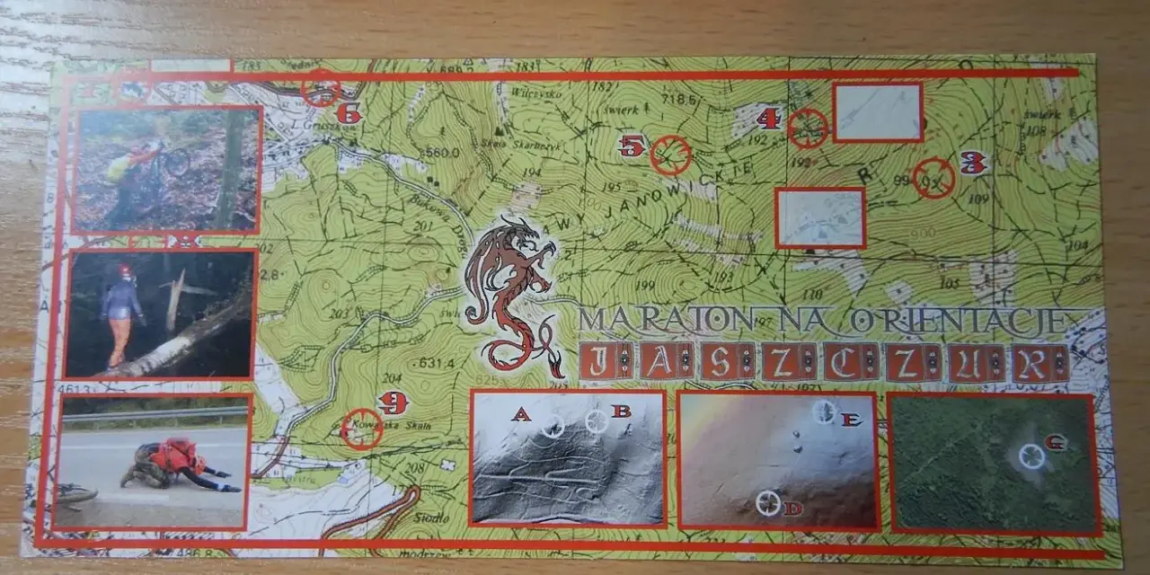 Mapa maratonu na orientację z zaznaczonymi punktami. Czy to wyzwanie, które każe Ci się zmierzyć z terenem?