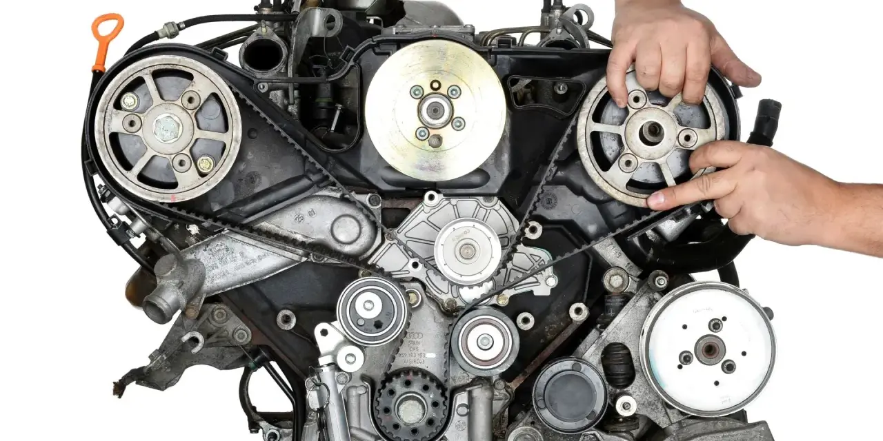 Mechanik sprawdza stan paska rozrządu w silniku 1.9 TDI. Dowiedz się, jaki jest wymiana rozrządu 1.9 tdi koszt.