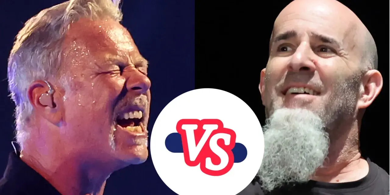 James Hetfield (East Coast) vs. Scott Ian (West Coast) im musikalischen Duell.