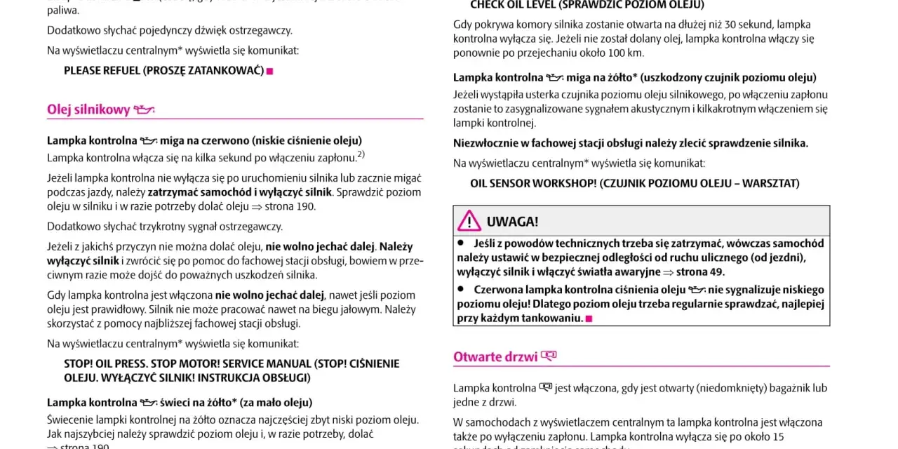 Czerwona lampka ciśnienia oleju miga, gdy **złej jakości paliwo diesel objawy** są poważne. Zatrzymaj auto i wyłącz silnik.