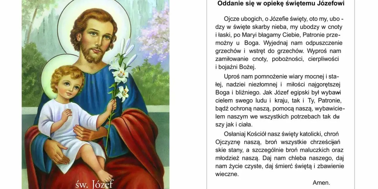 Św. Józef z Dzieciątkiem Jezus, modlitwa do św. Józefa za rodzinę.