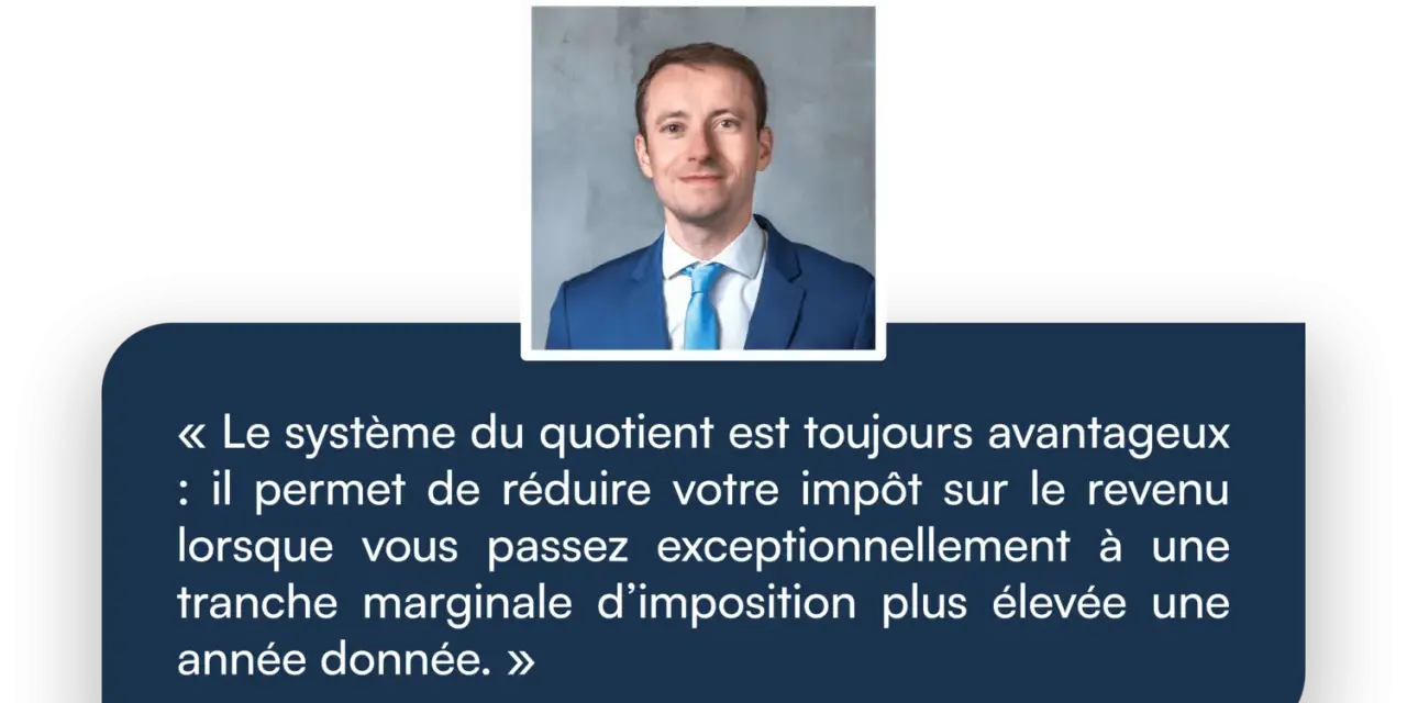Portrait de Nicolas Decaudain, Président. Citation sur la réduction d'impôt sur le revenu exceptionnel.