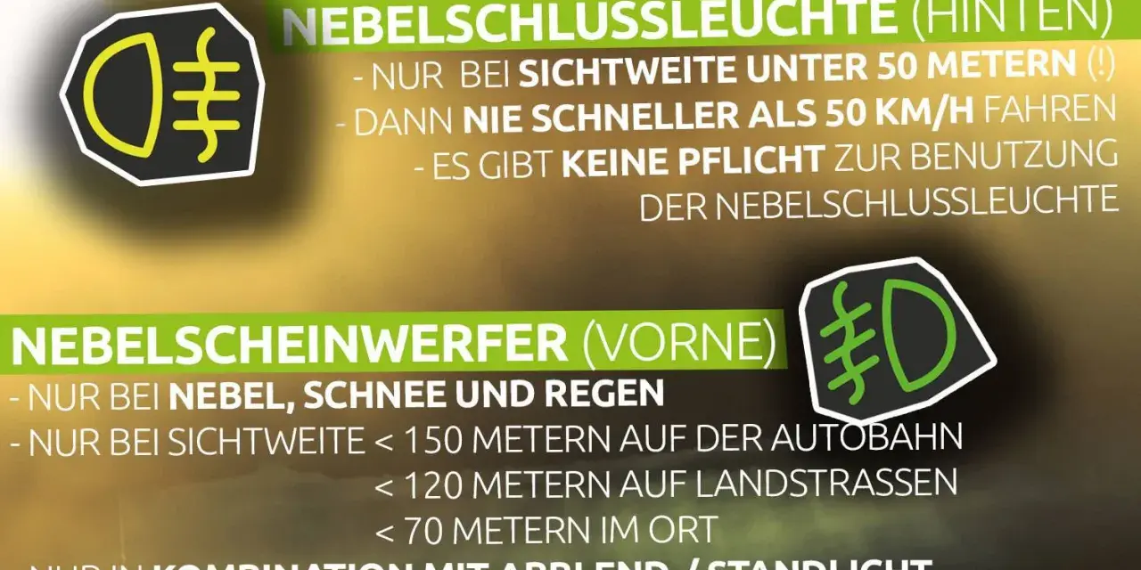 Die Nebelschlussleuchte (hinten) leuchtet rot. Infos zur Nutzung bei schlechter Sicht.