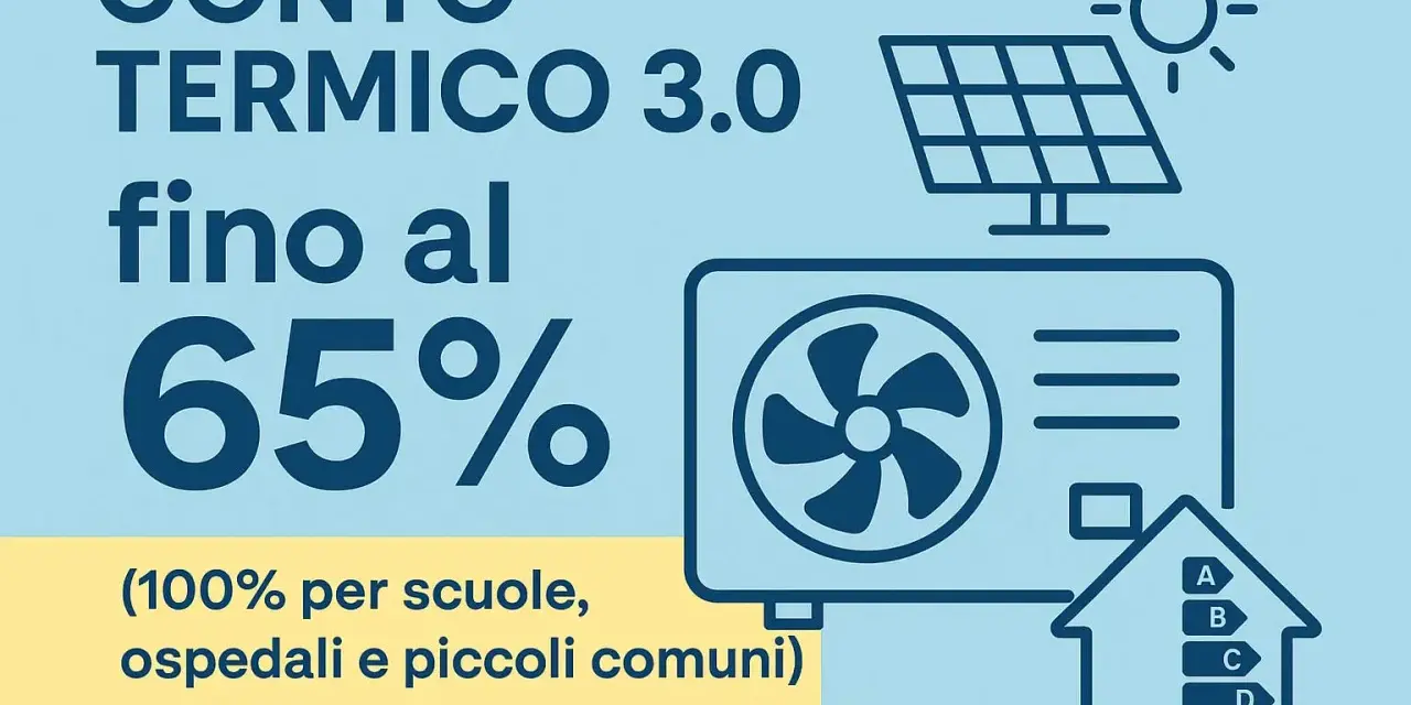 Conto Termico 3.0: agevolazioni fino al 65% per migliorare l'efficienza energetica. Ideale per scuole, ospedali e comuni.