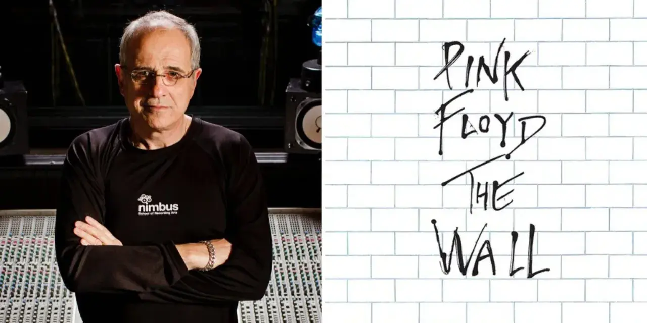 Bob Ezrin, producent "The Wall" Pink Floyd, stoi przed konsoletą.
