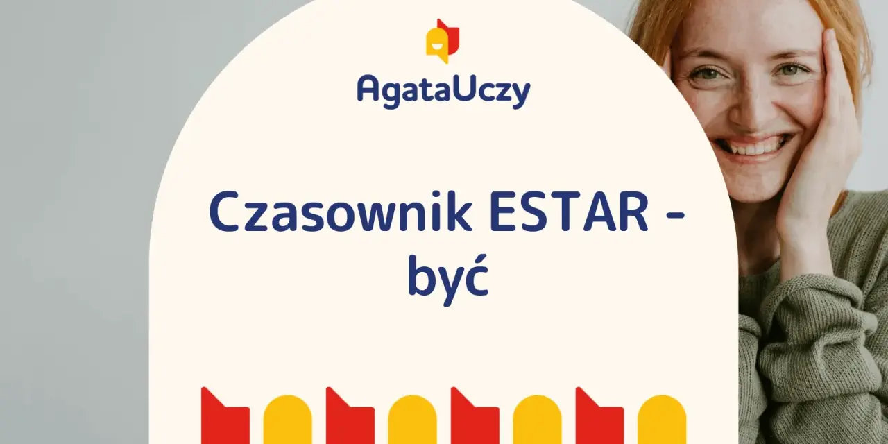 Uśmiechnięta rudowłosa dziewczyna uczy się hiszpańskiego. Czasownik ESTAR - być.