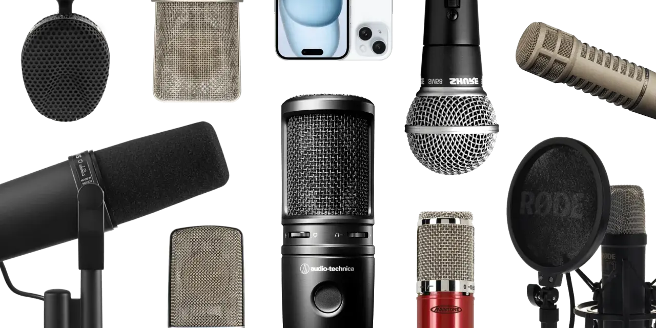 Vielfalt an Mikrofonen: dynamische, Kondensator- und USB-Mikrofone für jeden Bedarf.