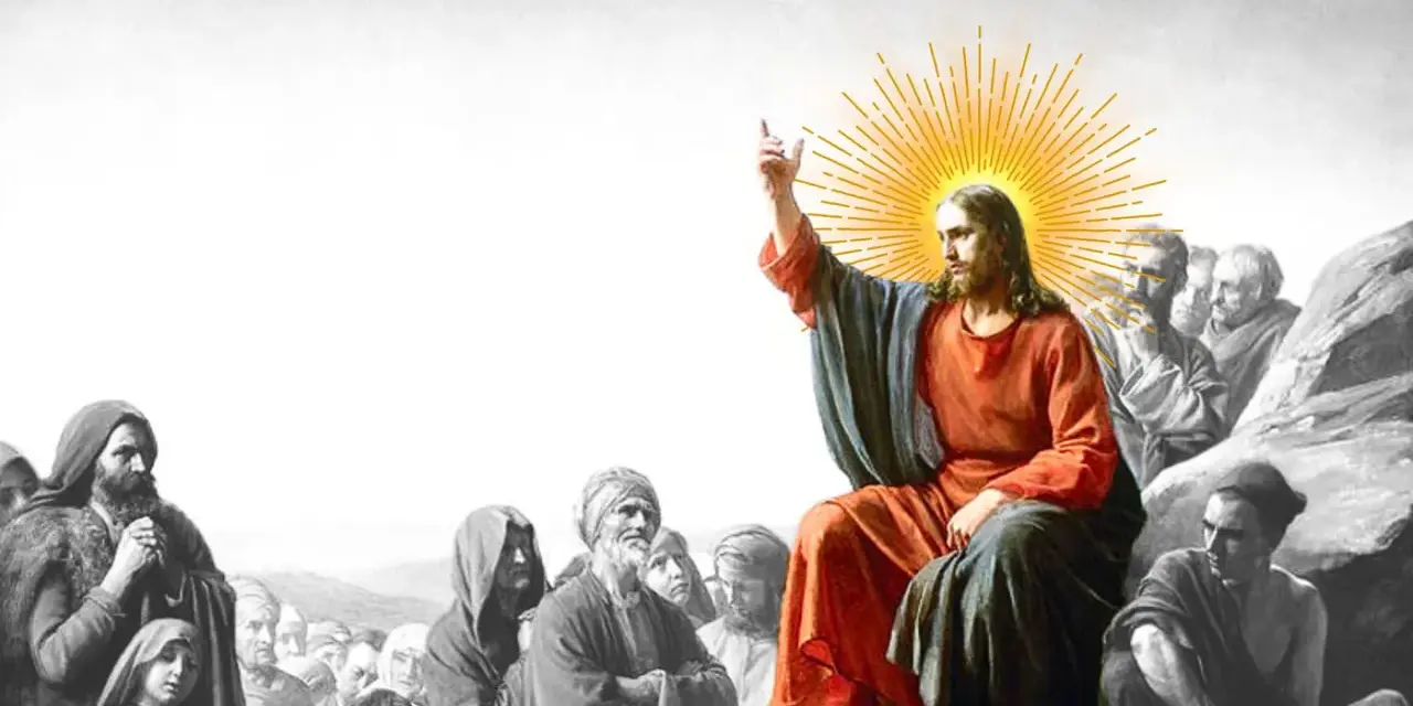 Jesus, the way, the truth, and the life, teaches a crowd.