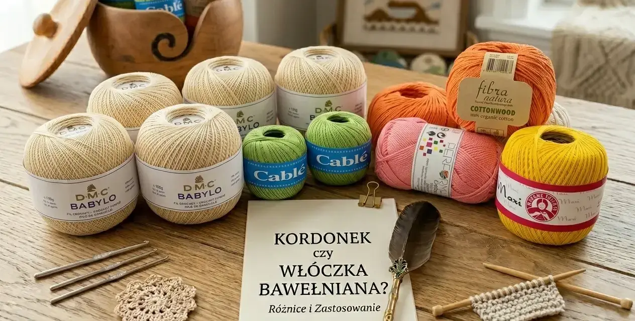 Kordonek, włóczka bawełniana i złota włóczka w różnych kolorach, gotowe do tworzenia pięknych projektów.