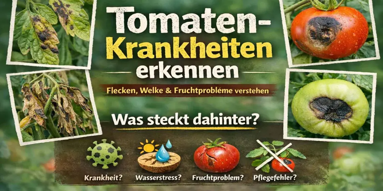 Tomaten-Krankheiten erkennen: Flecken, Welke & Fruchtprobleme verstehen. Was steckt dahinter? Krankheit, Wasserstress, Fruchtproblem oder Pflegefehler?