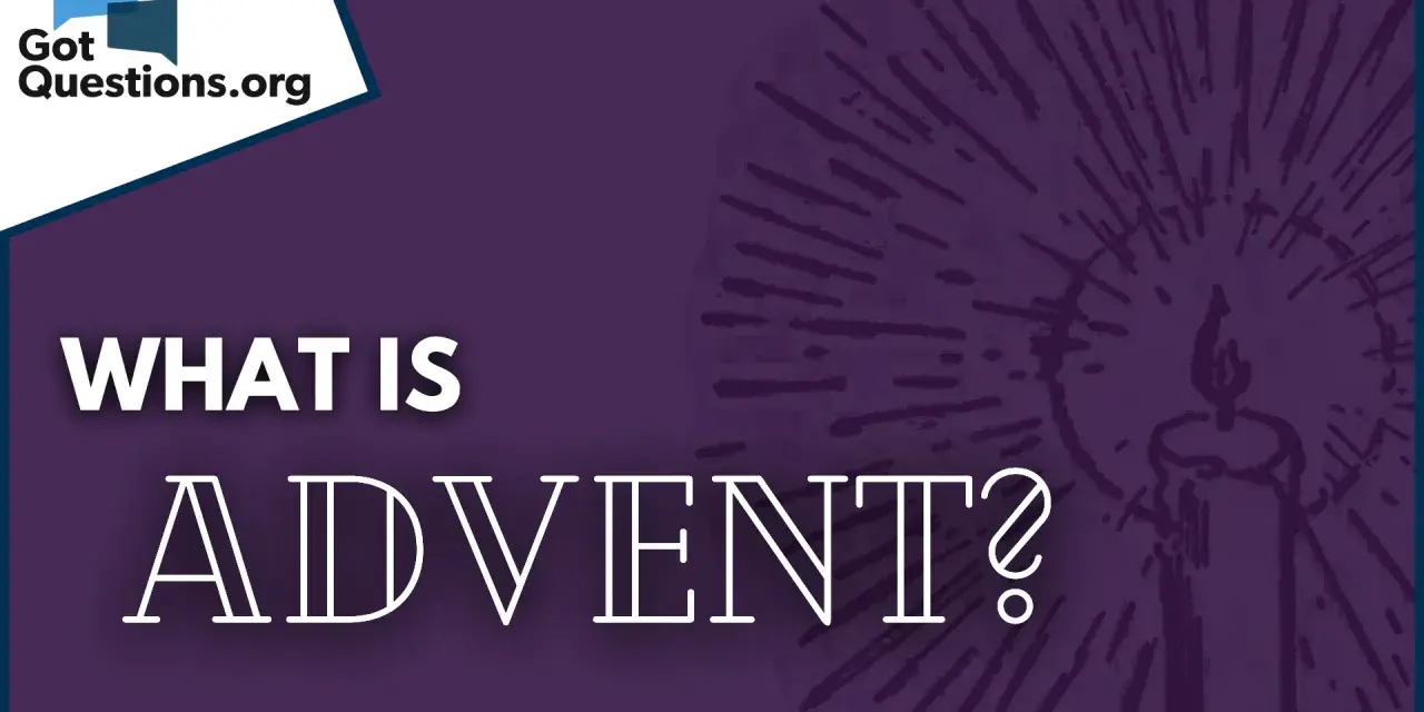 What is Advent?" text on a purple background with a stylized candle and rays. Explores the meaning of the catholic first Sunday of Advent.