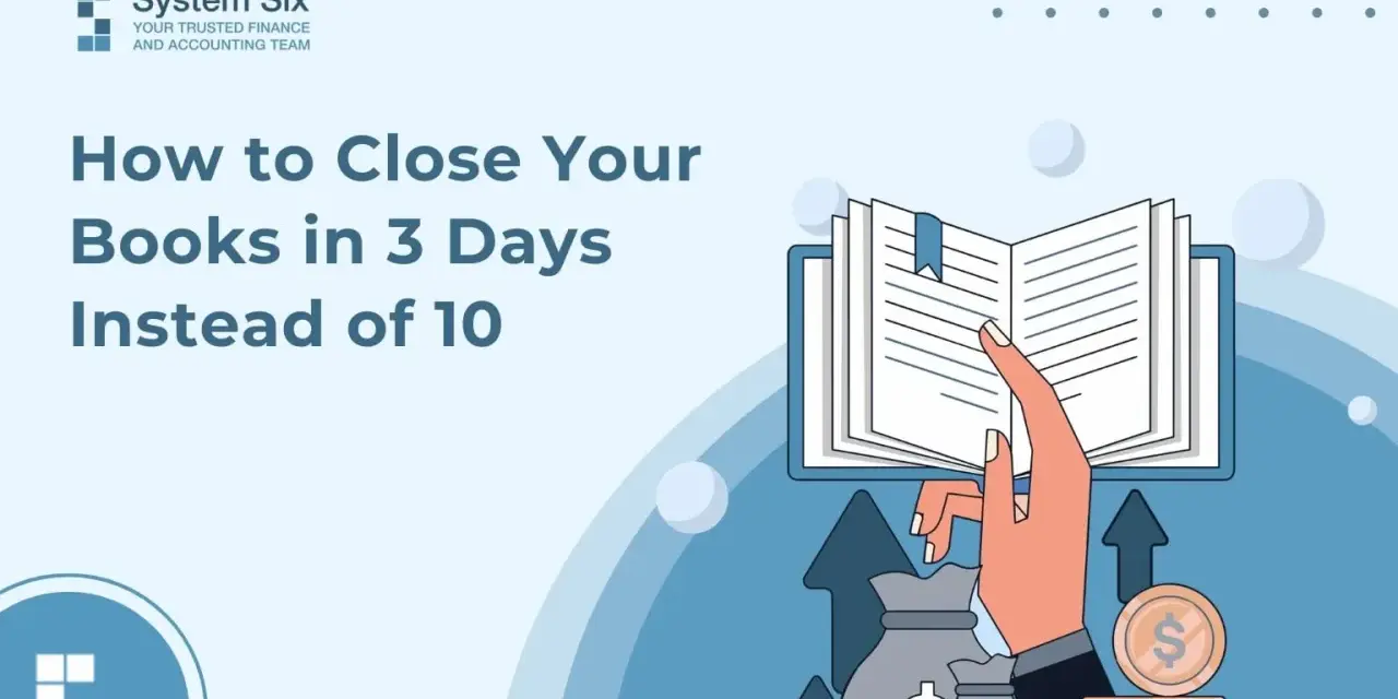 Streamline your finances with bookkeeping automation. This graphic shows how to close books faster, with money bags and rising arrows symbolizing efficiency and growth.