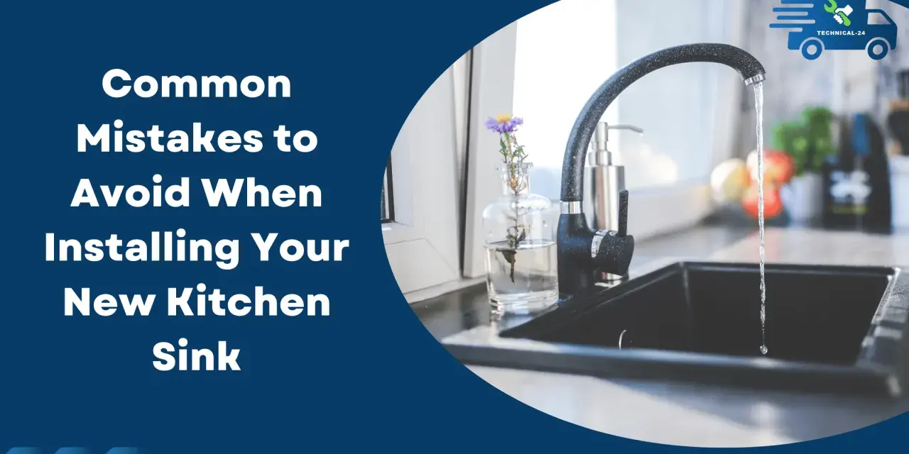 Water flows into a new black kitchen sink. Learn common mistakes to avoid when installing your new kitchen sink.