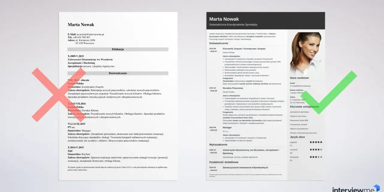 Profil zawodowy Marty Nowak, doświadczonej Koordynatorki Sprzedaży, z kluczowymi umiejętnościami w zarządzaniu zespołem i budowaniu relacji z klientami.