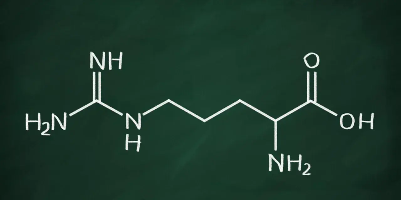 Struktura chemiczna L-argininy. Zrozumienie jej budowy pomaga w analizie potencjalnych l-arginina skutki uboczne.