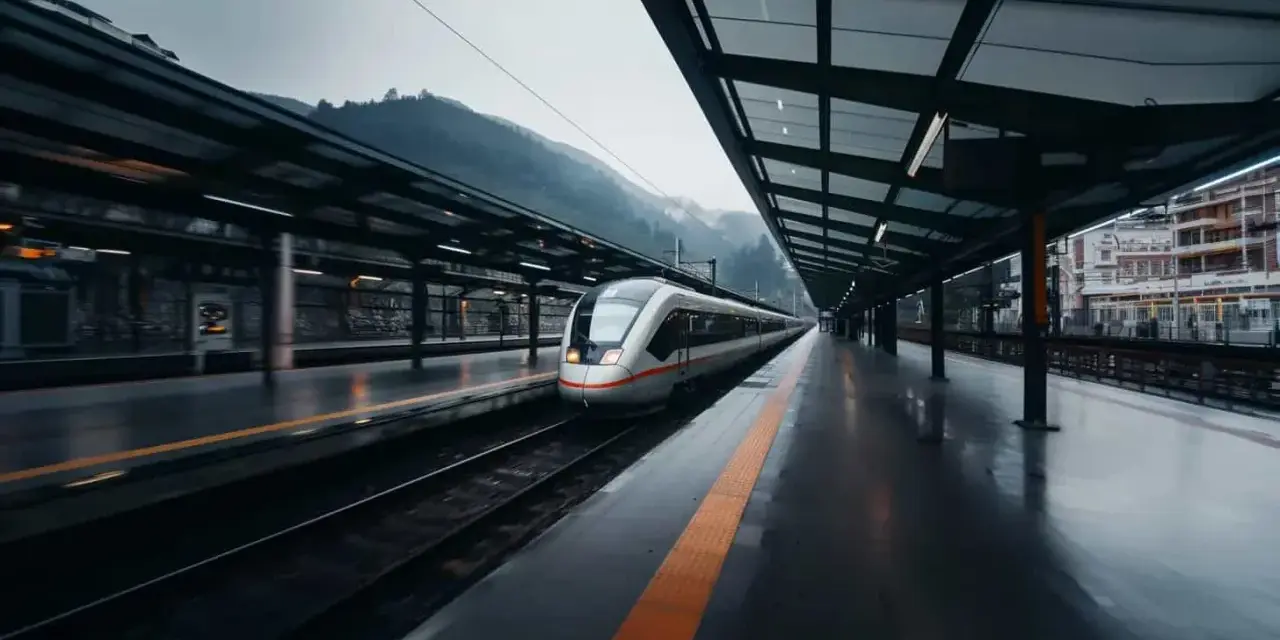 A sleek train waits at a station, hinting at journeys like how far is Paris from Amsterdam by train.