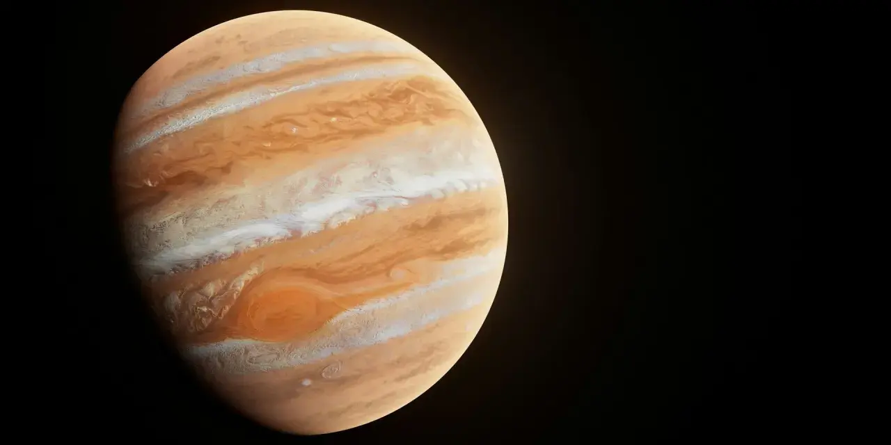 El planeta Júpiter, con sus icónicas bandas de nubes y la Gran Mancha Roja, un gigante gaseoso que influye en la astrología.