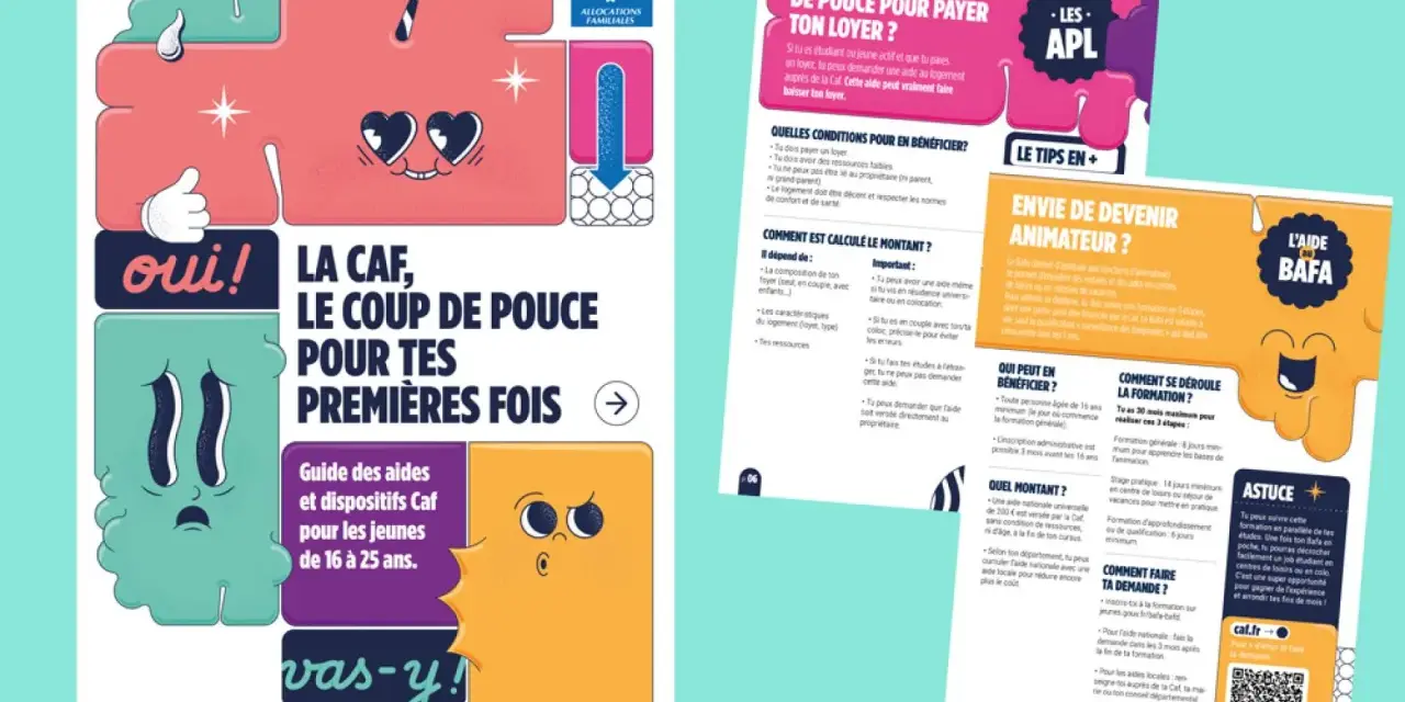 Guide des aides de la CAF pour les jeunes. Aide au logement, BAFA, et plus encore. La CAF, le coup de pouce pour tes premières fois.