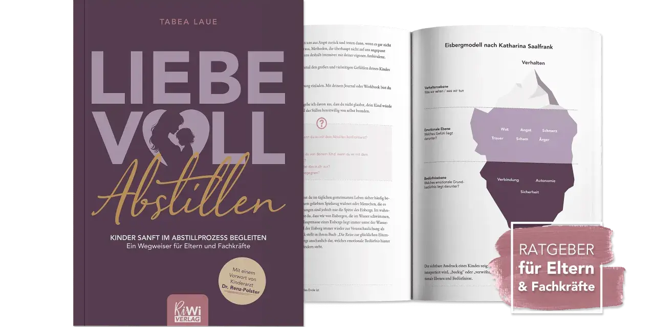 Buchcover "Liebevoll abstillen" zeigt Mutter mit Kind. Ein Ratgeber für Eltern & Fachkräfte, der das Thema abstillen wie angeht.