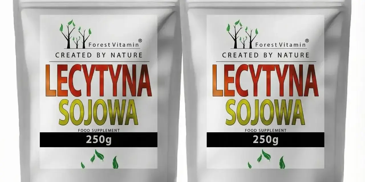 Dwie saszetki z lecytyną sojową Forest Vitamin, każda po 250g. Naturalny suplement diety.