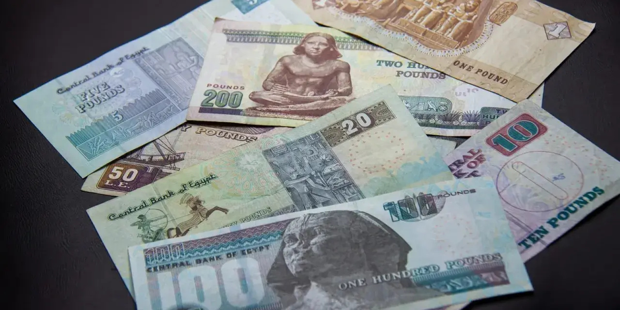 Egipskie funty, od 1 do 200, leżą na czarnym tle. Planujesz podróż i zastanawiasz się, jakie dolary do Egiptu? Lepiej zabrać funty!
