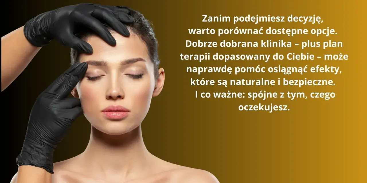 Dłoń w czarnej rękawiczce delikatnie dotyka twarzy kobiety.