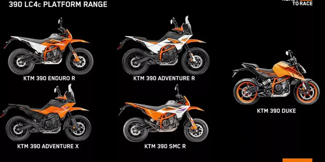 Le moto KTM 390: Enduro R, Adventure R, Adventure X, SMC R e Duke. L'altezza sella della KTM 390 Adventure è ideale per ogni avventura.