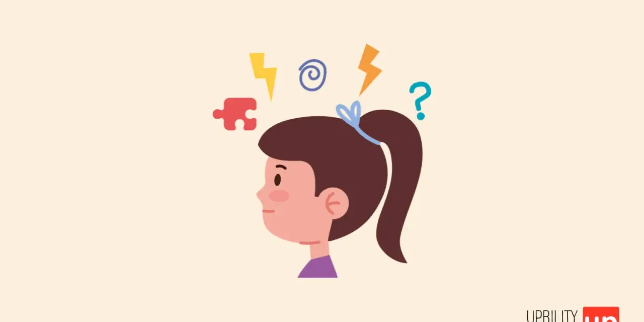 Ragazza con simboli di confusione e fulmini intorno alla testa. L'immagine suggerisce che l'adhd è curabile.
