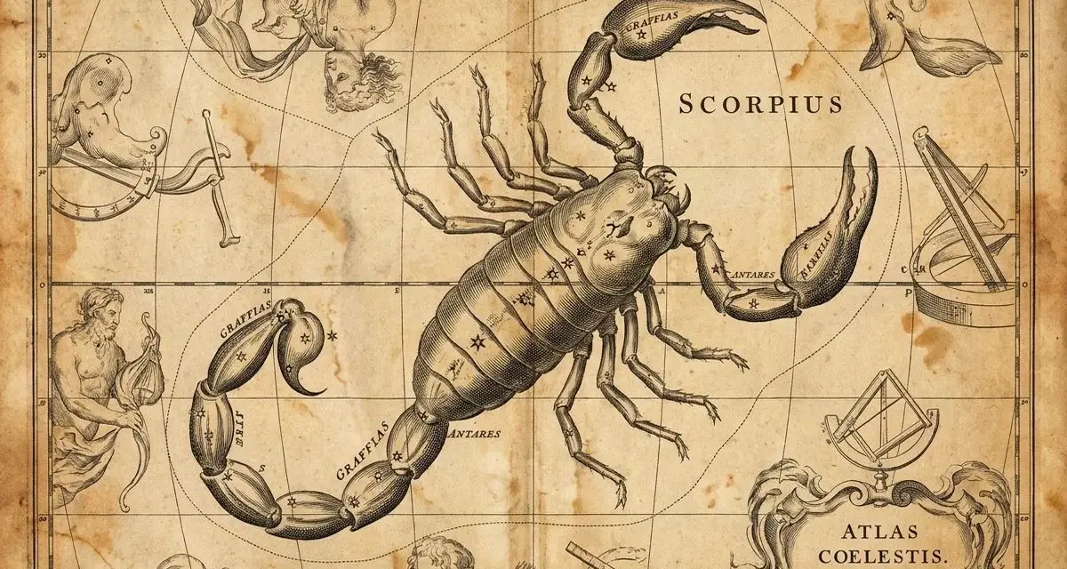 Starożytna mapa nieba z dominującym Skorpionem. Czy to dowód, dlaczego skorpion to najważniejszy znak zodiaku?