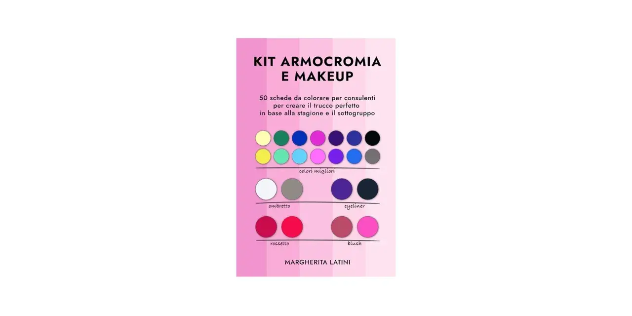 Kit armocromia e makeup per makeup artist: colori per ombretto, eyeliner, rossetto e blush, ideali per ogni stagione.