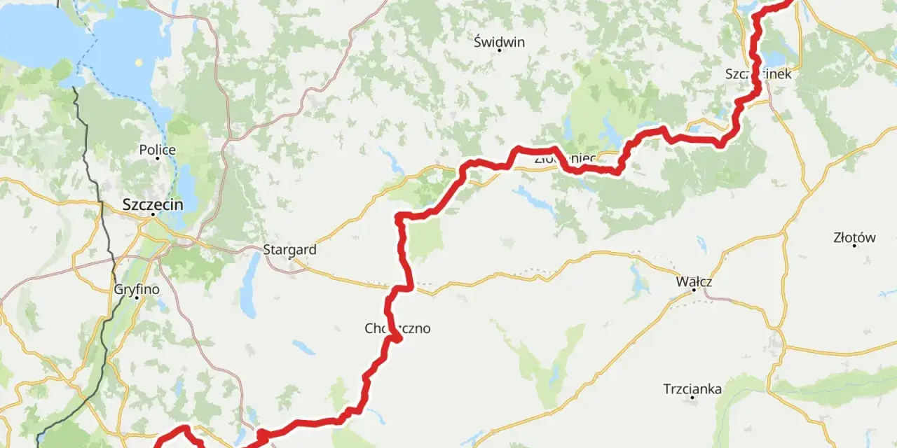 Stary kolejowy szlak biegnie od Świnoujścia przez Szczecin, Gorzów Wielkopolski, aż po Szczecinek.