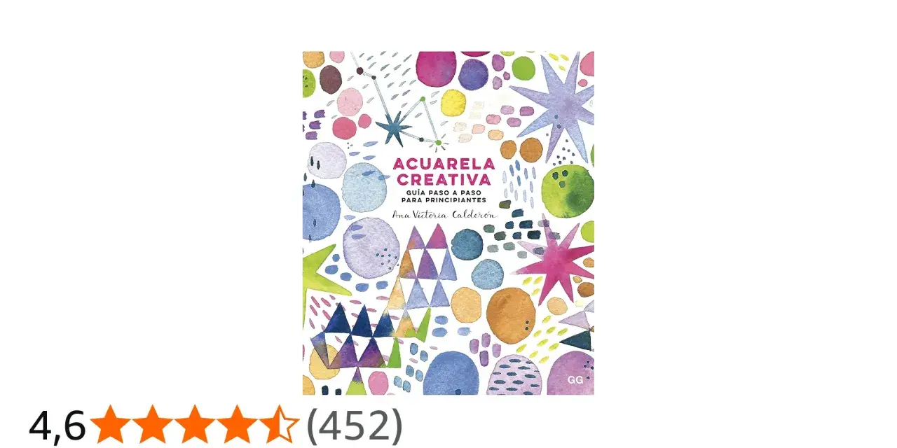 Libro "Acuarela Creativa" con vibrantes formas y colores, ideal para aprender la técnica acuarela.