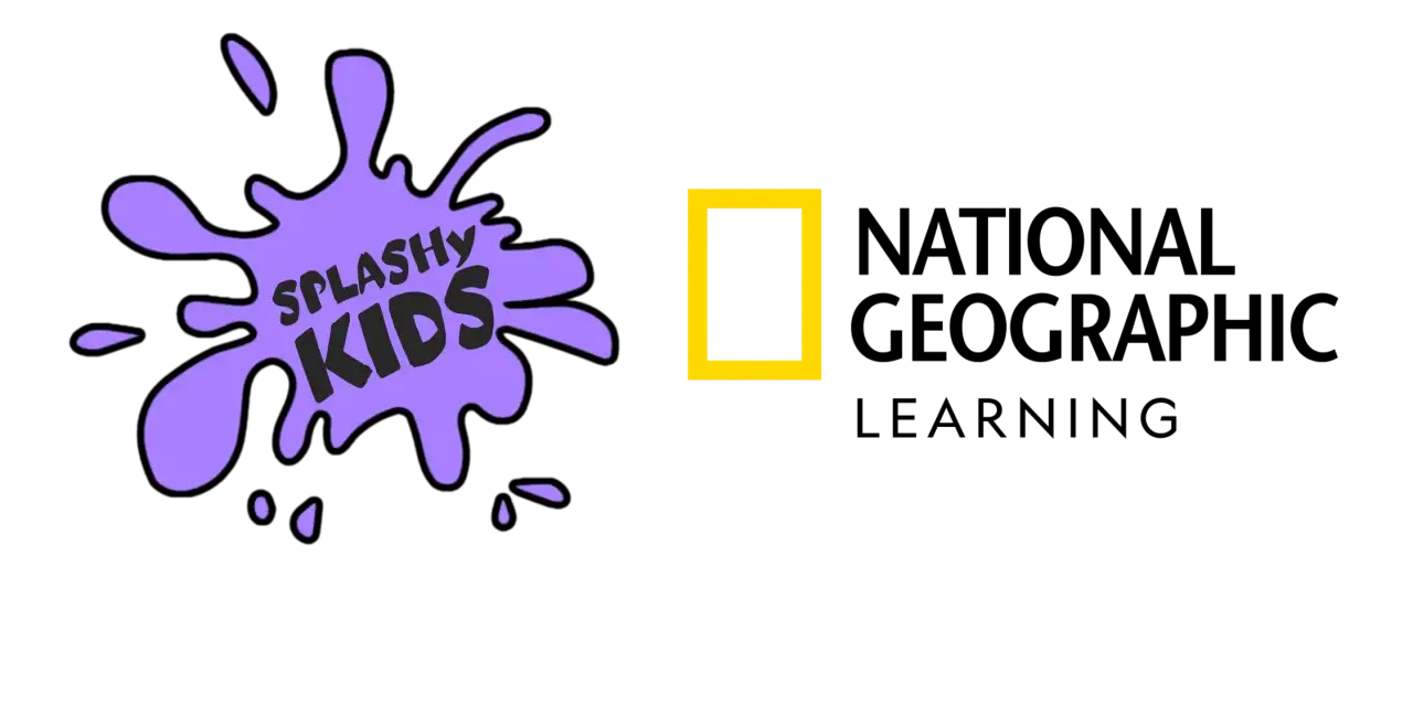 Logo "Splashy Kids" i National Geographic Learning. Idealne dla 3-letniego dziecka, które odkrywa świat angielskiego.