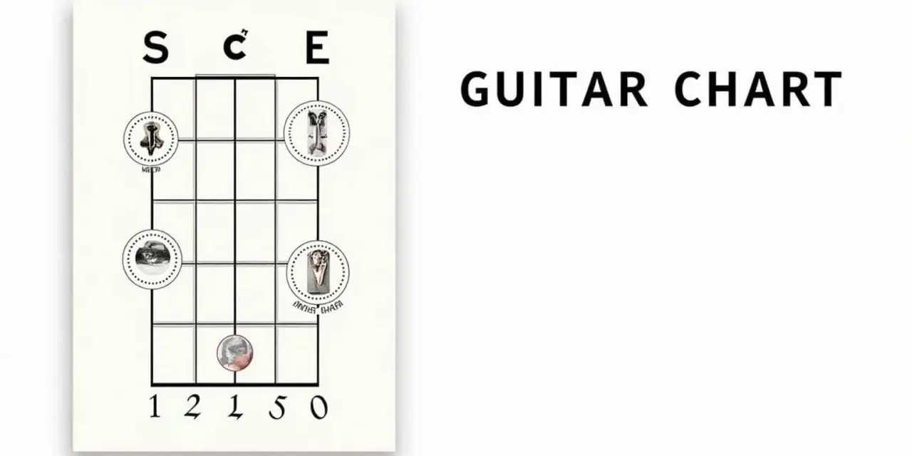 Gitarrenakkord-Diagramm mit einfachen Akkorden und Illustrationen.