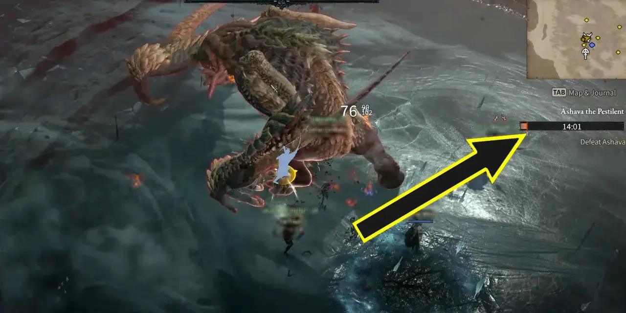 Gracze walczą z Ashavą, potężnym world boss diablo 4, w mroźnym otoczeniu. Czas ucieka, a cel to pokonanie bestii.